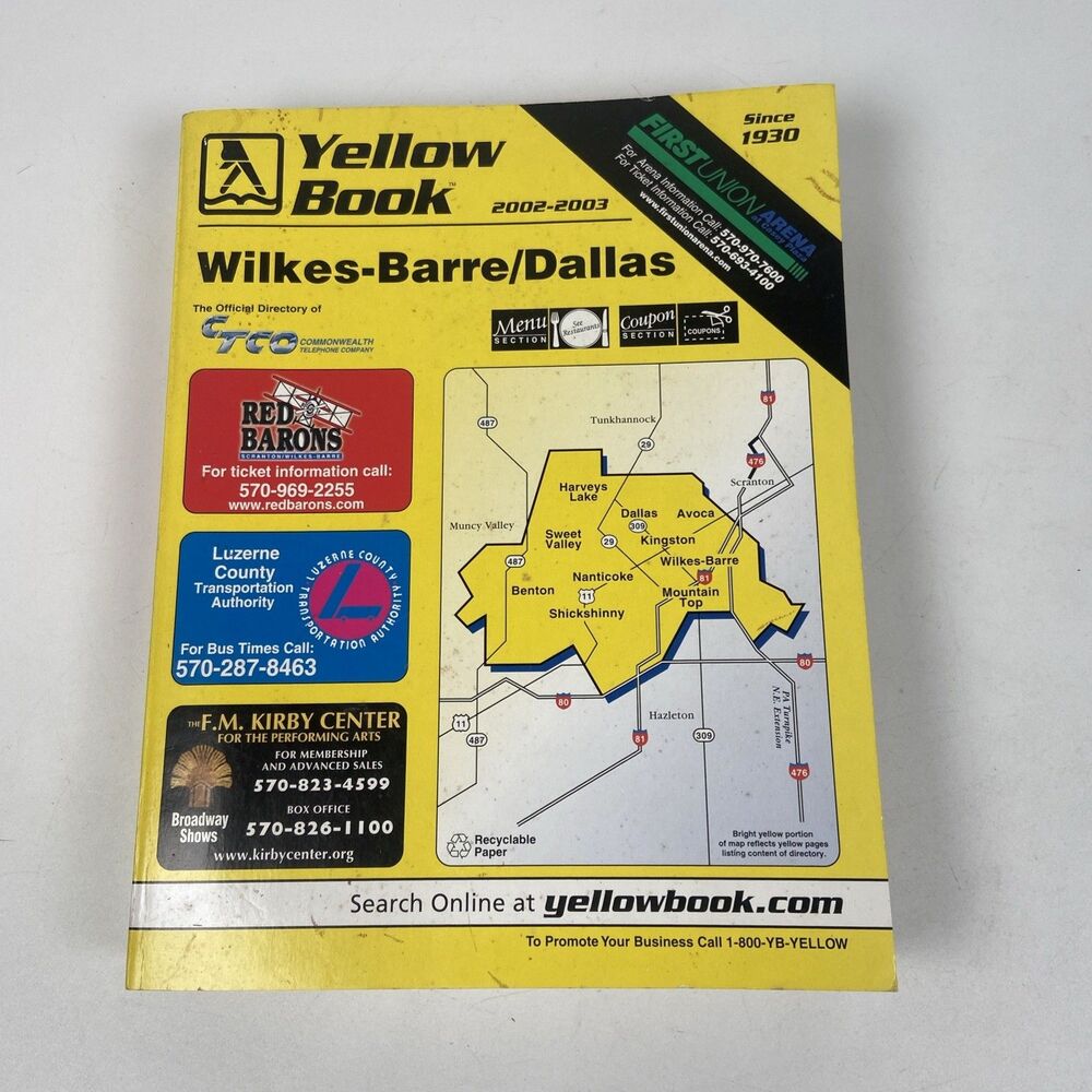 Yellow Pages Yellowbook Wilkes-Barre Dallas PA Phone Book 2002 Local Directory